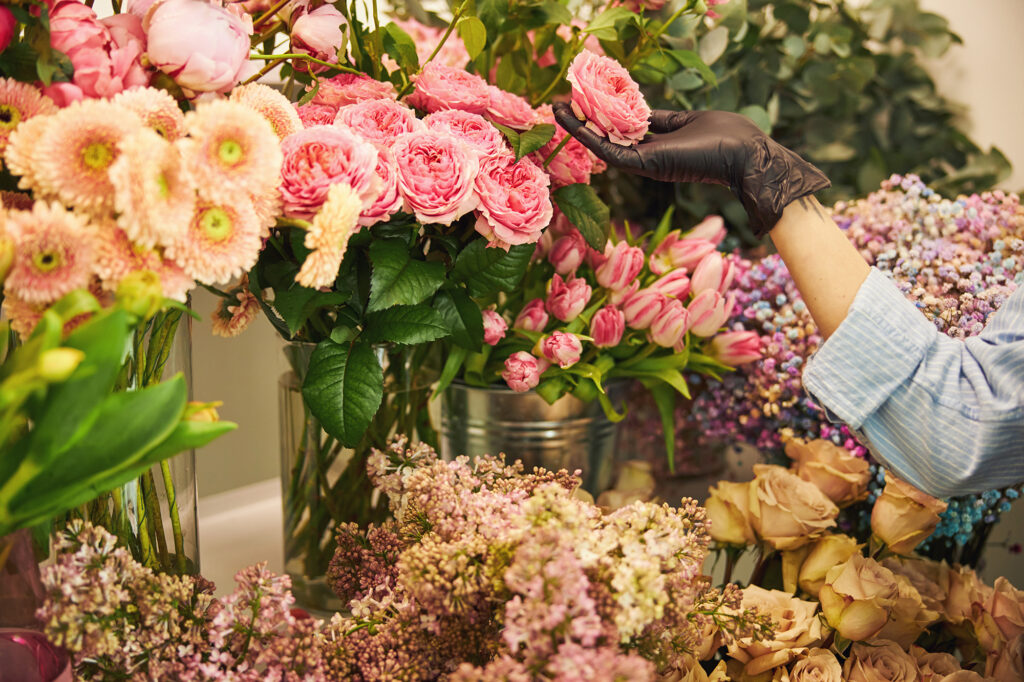 Floral designer choosing flowers